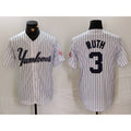 New York Yankees #3 Babe Ruth White MWATKINS Pinstripe Fashion Cool Base Jersey 3