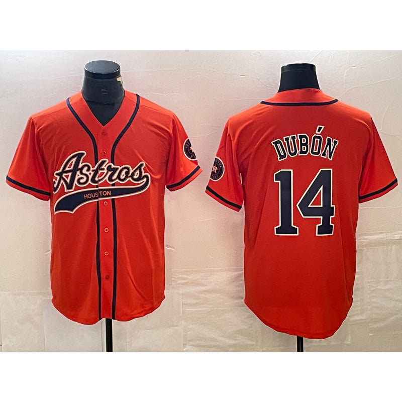 Houston Astros #14 Mauricio Dubon Orange MWATKINS With Patch Cool Base Stitched Jersey