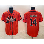 Houston Astros #14 Mauricio Dubon Orange MWATKINS With Patch Cool Base Stitched Jersey
