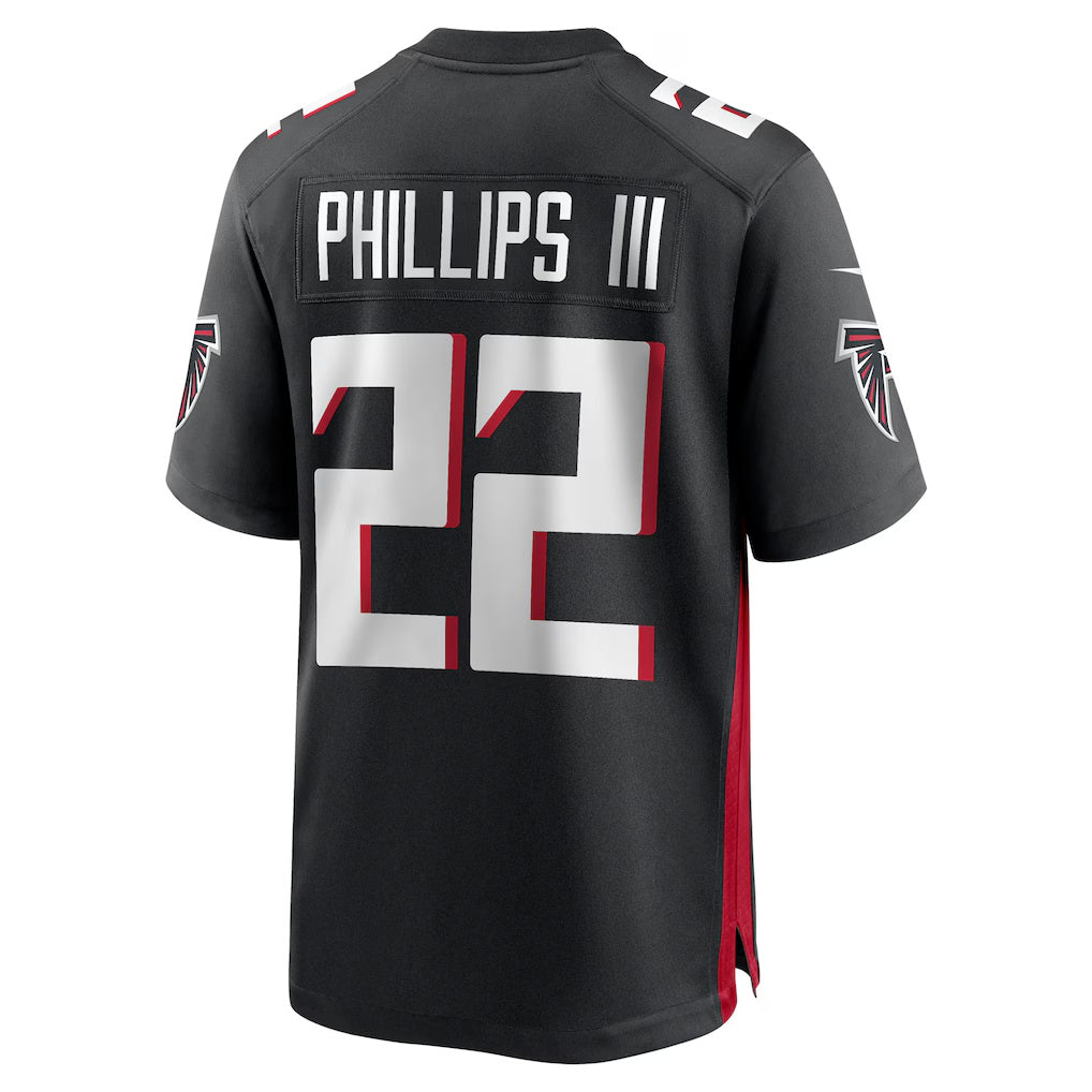 A.Falcons #22 Clark Phillips III Black MWATKINS Team Game Jersey