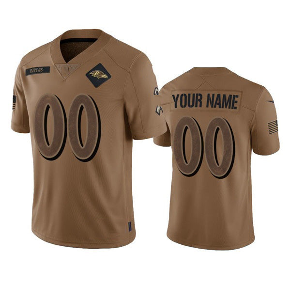 Custom B.Ravens Active Player 2023 Brown MWATKINS Salute To Service Limited Stitched Jersey