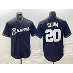 Atlanta Braves #20 Marcell Ozuna Black MWATKINS Cool Base Stitched Jersey