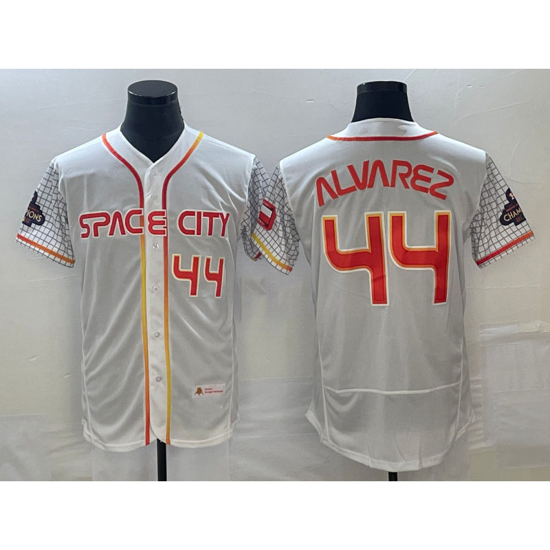 Houston Astros #44 Yordan Alvarez Number White MWATKINS 2023 City Connect Flex Base Stitched Jersey 2