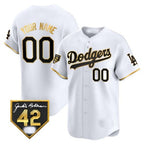 Custom Los Angeles Dodgers 2024 Jackie Robinson Patch Vapor Premier Limited Jersey ¨C White Gold MWATKINS