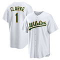 Oakland Athletics #1 Denzel Clarke White MWATKINS Home Replica Jersey