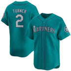 Seattle Mariners #2 Justin Turner Aqua MWATKINS Alternate Limited Stitched jersey