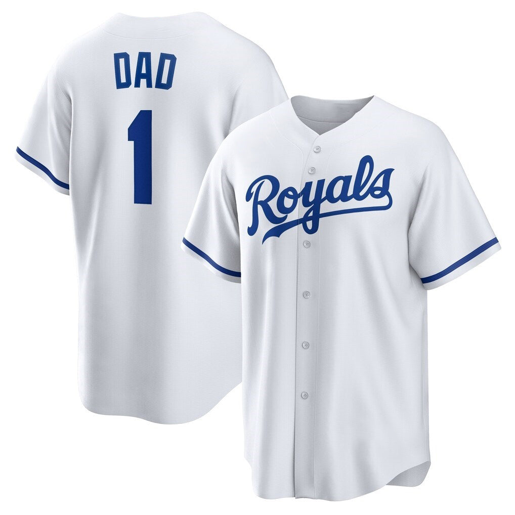 Kansas City Royals #1 Dad White MWATKINS Home Replica Jersey