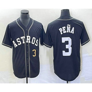 Houston Astros #3 Jeremy Pena Number Black MWATKINS Cool Base Stitched Jersey