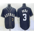 Houston Astros #3 Jeremy Pena Number Black MWATKINS Cool Base Stitched Jersey