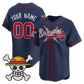 Custom Atlanta Braves x One Piece Navy MWATKINS Vapor Premier Limited Jersey - Stitched
