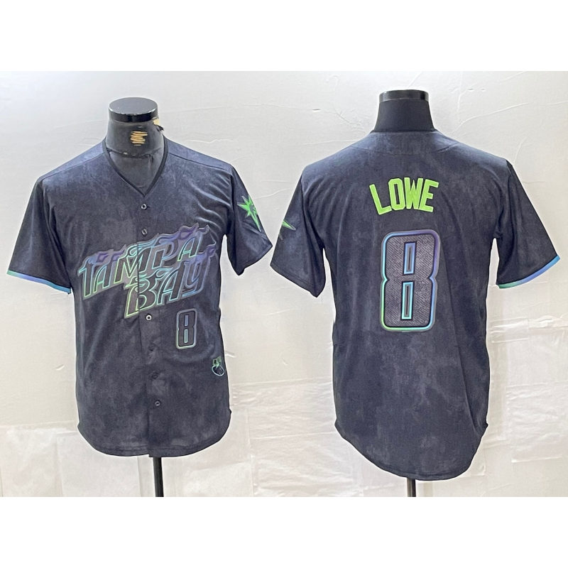 Tampa Bay Rays #8 Brandon Lowe Charcoal MWATKINS 2024 City Connect Player Number Limited Cool Base Jersey 2