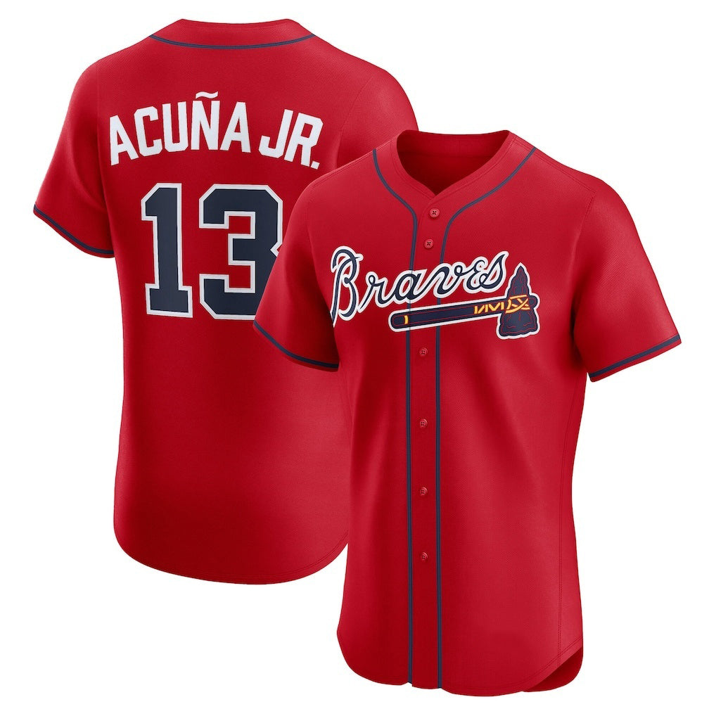 Atlanta Braves #13 MWATKINSld Acu?a Jr. Red MWATKINS Alternate 2 Elite Jersey