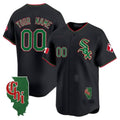 Custom Chicago White Sox Mexico Vapor Premier Limited Jersey ¨C Illinois Patch ¨C Black MWATKINS