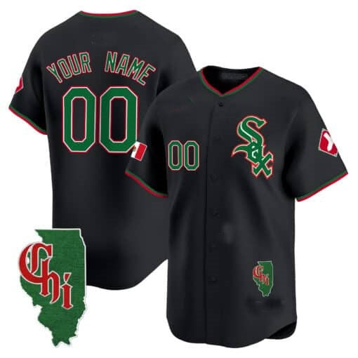 Custom Chicago White Sox Mexico Vapor Premier Limited Jersey ¨C Illinois Patch ¨C Black MWATKINS