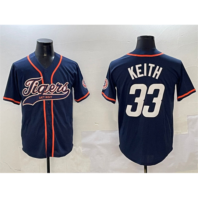 Detroit Tigers #33 Colt Keith Navy MWATKINS With Patch Cool Base Stitched Jersey