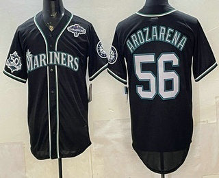 Seattle Mariners #56 Randy Arozarena 50th Black MWATKINS Out Style Vapor Premier Limited Jersey