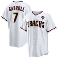 Arizona Diamondbacks #7 Corbin Carroll White MWATKINS 2023 World Series Cool Base Stitched Jersey 2
