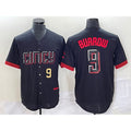Cincinnati Reds #9 Joe Burrow Number Black MWATKINS 2023 City Connect Cool Base Stitched Jersey 2