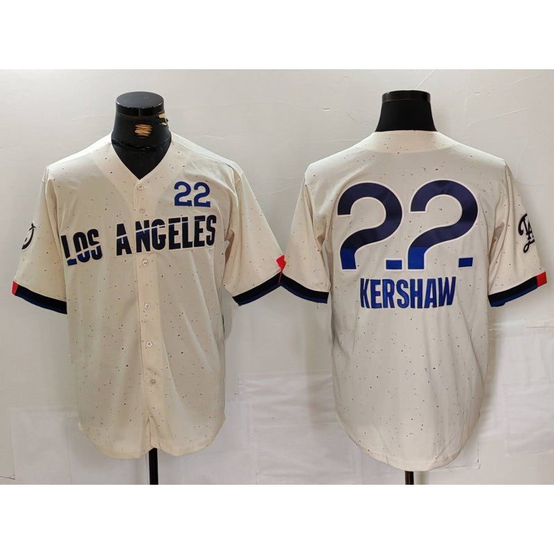 Los Angeles Dodgers #22 Clayton Kershaw Cream MWATKINS 2024 City Connect Limited Jersey