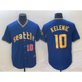 Seattle Mariners #10 Jarred Kelenic Number Blue MWATKINS 2023 City Connect Cool Base Stitched Jersey