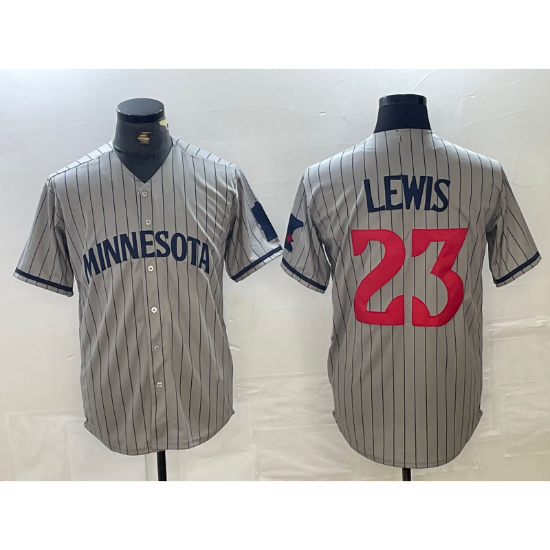 Minnesota Twins #23 Royce Lewis 2023 Grey MWATKINS Home Team Cool Base Stitched Jersey