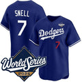 Los Angeles Dodgers #7 Blake Snell Royal MWATKINS 2025 World Series Limited Stitched Jersey