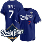 Los Angeles Dodgers #7 Blake Snell Royal MWATKINS 2025 World Series Limited Stitched Jersey