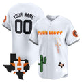 Custom Houston Astros Cactus Jack Patch Vapor Premier Limited Jersey V9 ¨C White MWATKINS