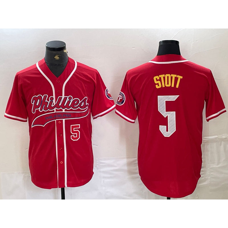 Philadelphia Phillies #5 Bryson Stott Number Red MWATKINS Cool Base Stitched Jerseys