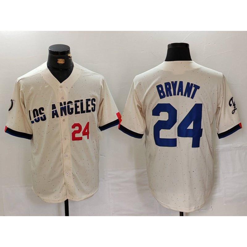 Los Angeles Dodgers #24 Kobe Bryant Number Cream MWATKINS 2024 City Connect Limited Stitched Jersey 2