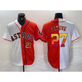 Houston Astros #27 Jose Altuve Number White Orange MWATKINS Split Stitched Jersey