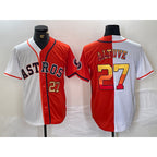 Houston Astros #27 Jose Altuve Number White Orange MWATKINS Split Stitched Jersey