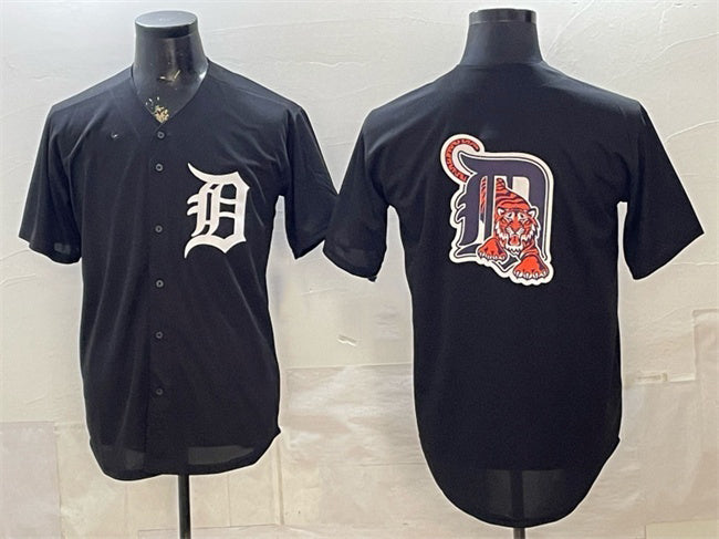 Detroit Tigers Team Big Logo Black MWATKINS Limited Stitched Jersey