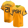 Pittsburgh Pirates #21 Roberto Clemente Gold MWATKINS City Connect Limited Player Jersey