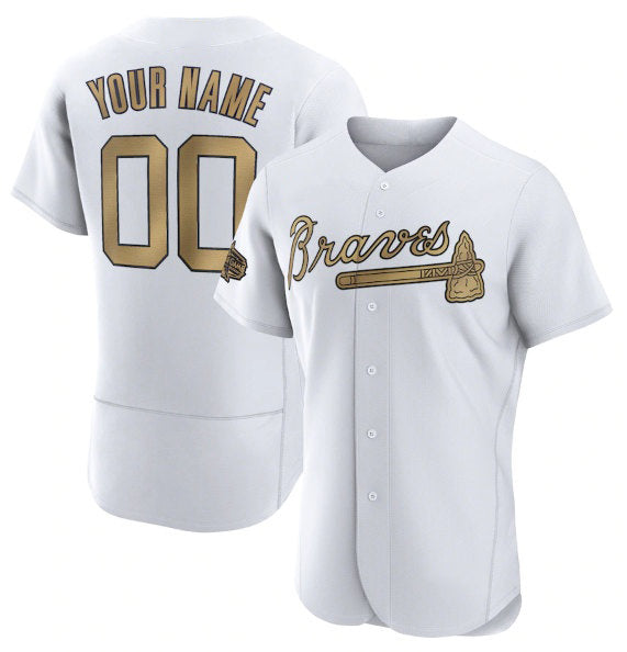 Custom Atlanta Braves Active Player White MWATKINS 2022 All-Star Flex Base Stitched Jersey