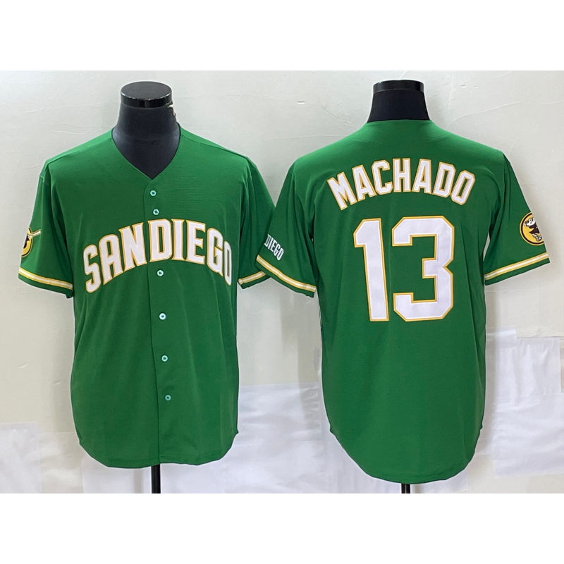 San Diego Padres #13 Manny Machado Green MWATKINS Cool Base Stitched Jersey 2