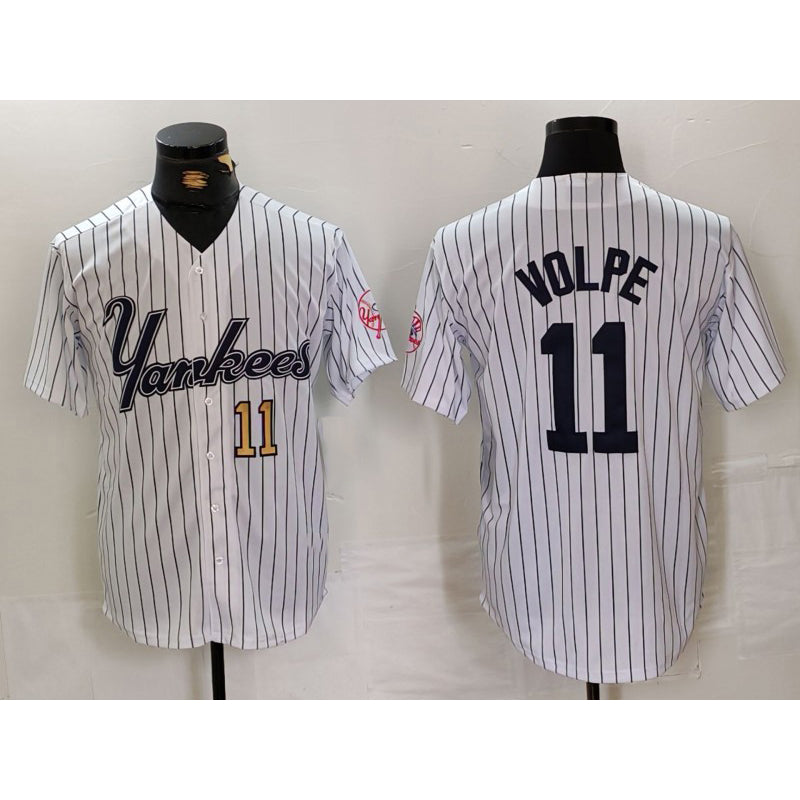 New York Yankees #11 Anthony Volpe White MWATKINS Pinstripe Fashion Cool Base Jerseys
