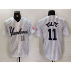 New York Yankees #11 Anthony Volpe White MWATKINS Pinstripe Fashion Cool Base Jerseys