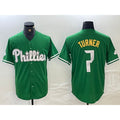 Philadelphia Phillies #7 Trea Turner Kelly Green MWATKINS Cool Base Jersey