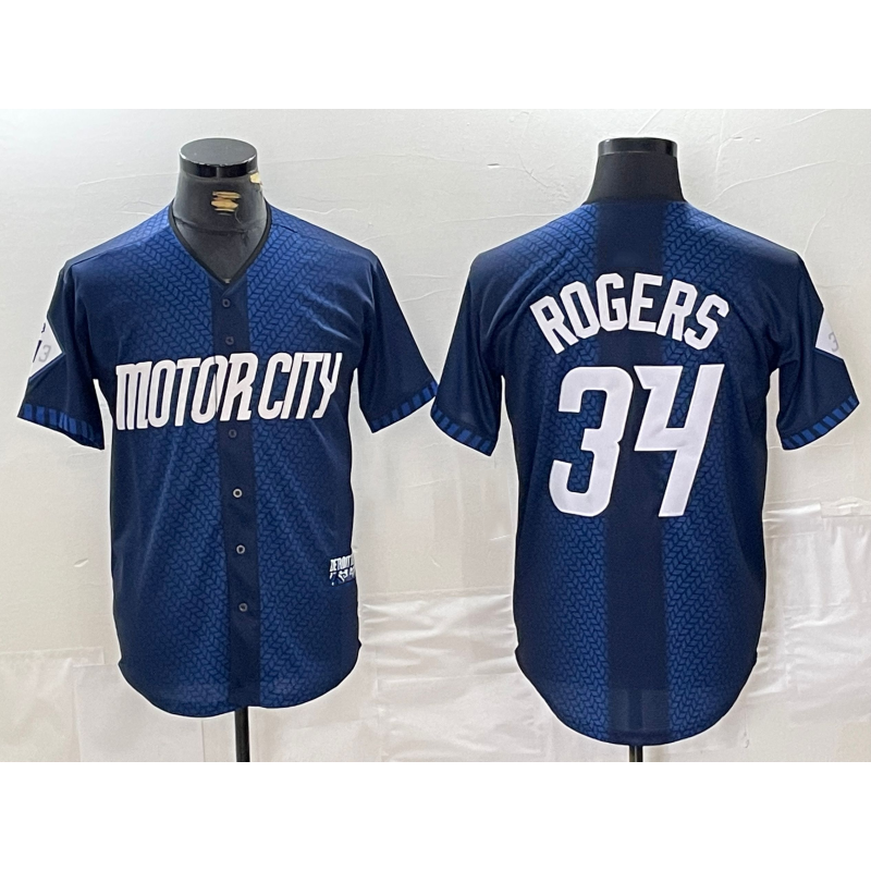 Detroit Tigers #34 Jake Rogers 2024 Navy MWATKINS City Connect Cool Base Limited Stitched Jersey 2