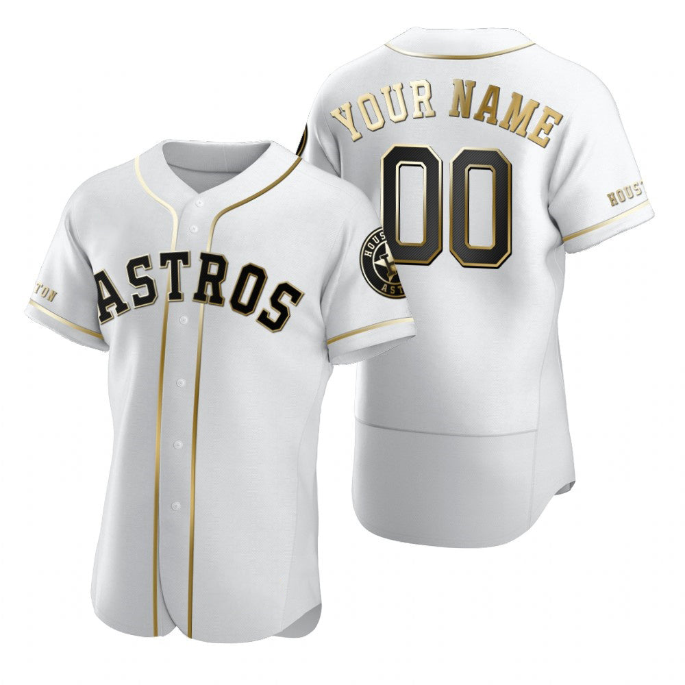 Custom Houston Astros White MWATKINS Stitched Flex Base Golden Edition Jersey