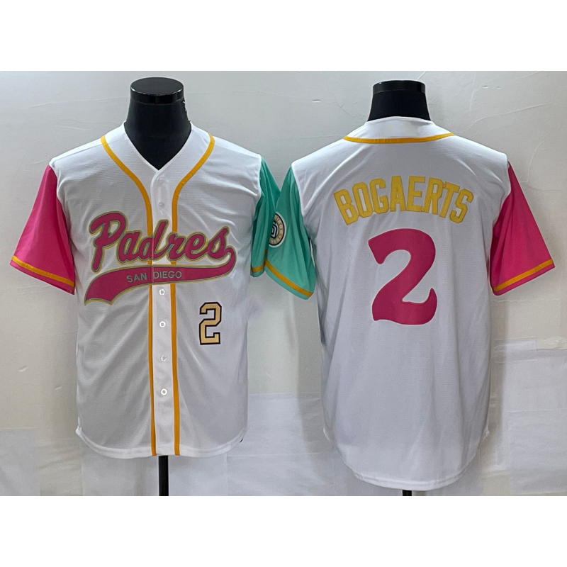 San Diego Padres #2 Xander Bogaerts White MWATKINS Number NEW 2023 City Connect Cool Base Stitched Jersey