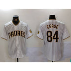 San Diego Padres #84 Dylan Cease White MWATKINS Team Logo Stitched Cool Base Jersey