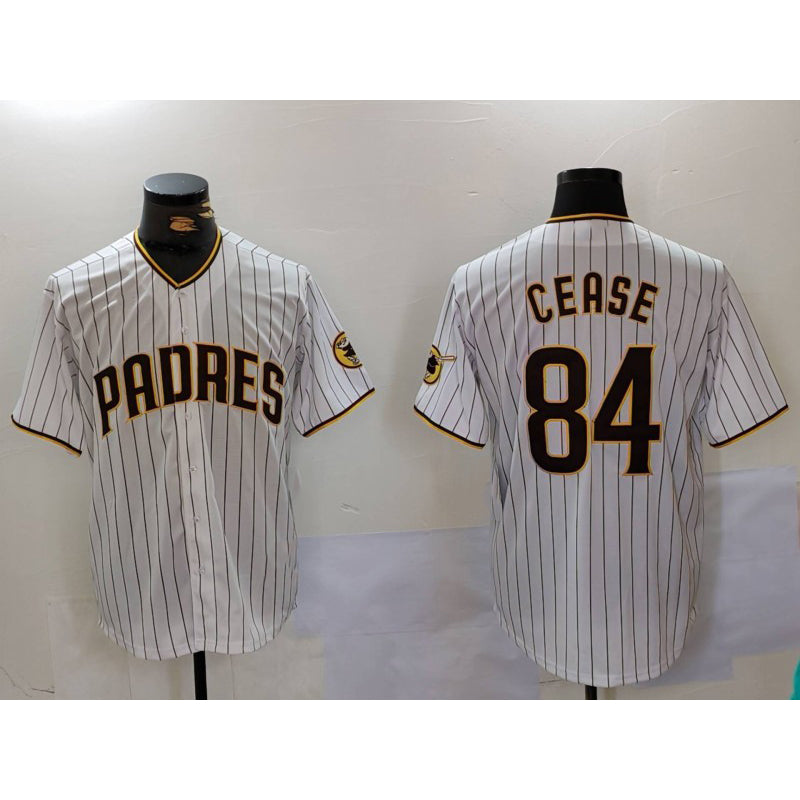 San Diego Padres #84 Dylan Cease White MWATKINS Team Logo Stitched Cool Base Jersey