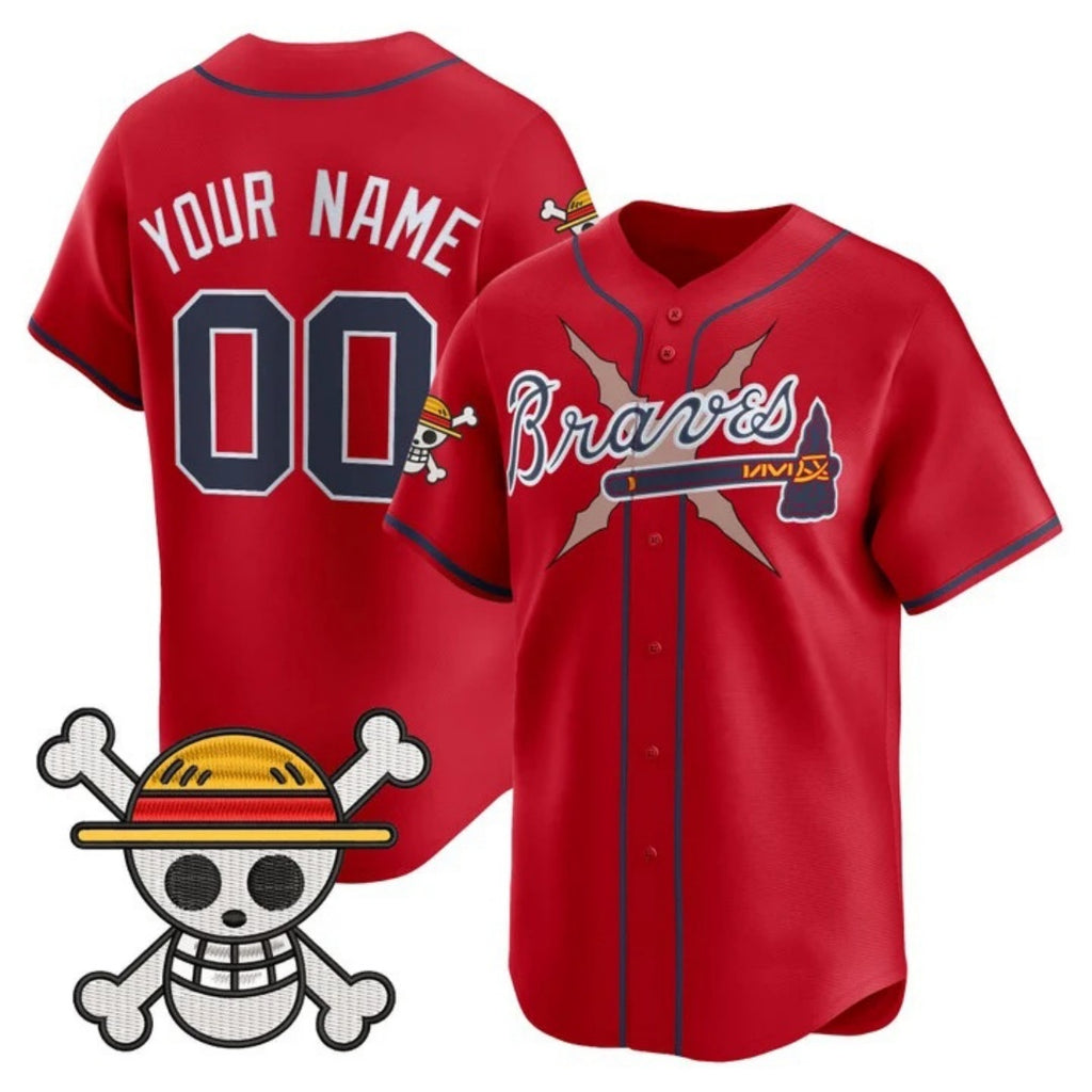 Custom Atlanta Braves x One Piece Red MWATKINS Vapor Premier Limited Jersey - Stitched