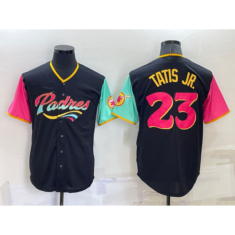 San Diego Padres #23 Fernando Tatis Jr Black MWATKINS 2022 City Connect Cool Base Stitched Jersey