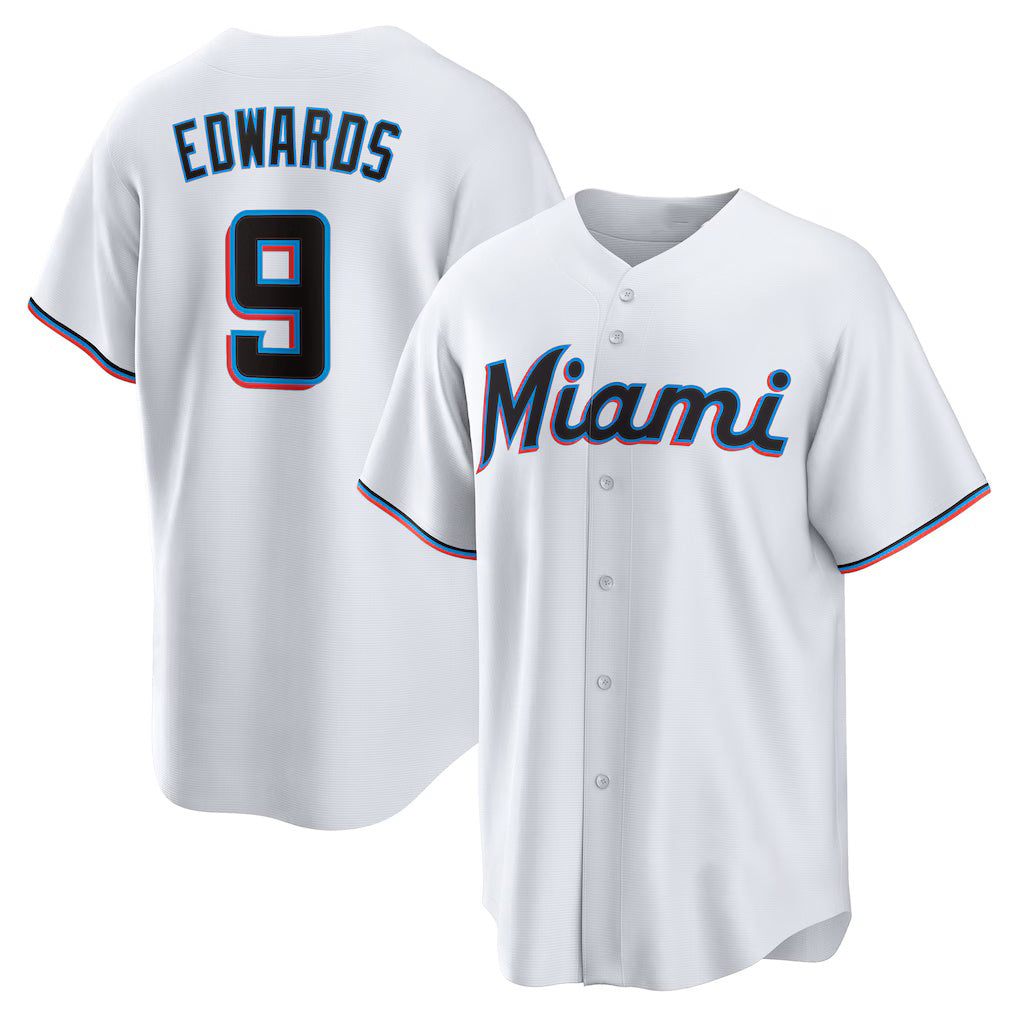 Miami Marlins #9 Xavier Edwards White MWATKINS Home Replica Jersey