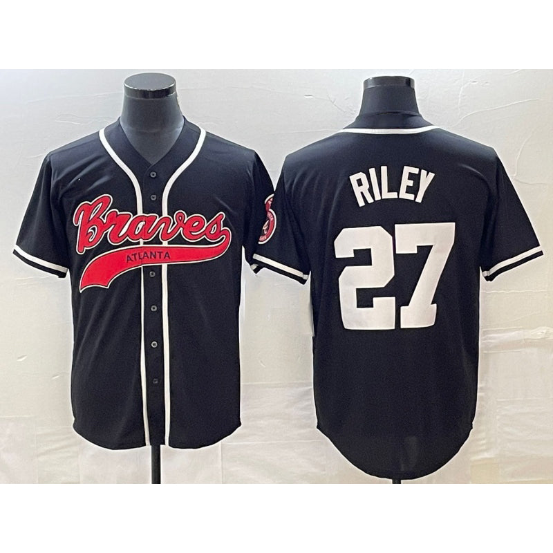 Atlanta Braves #27 Austin Riley Black MWATKINS Cool Base Stitched Jersey