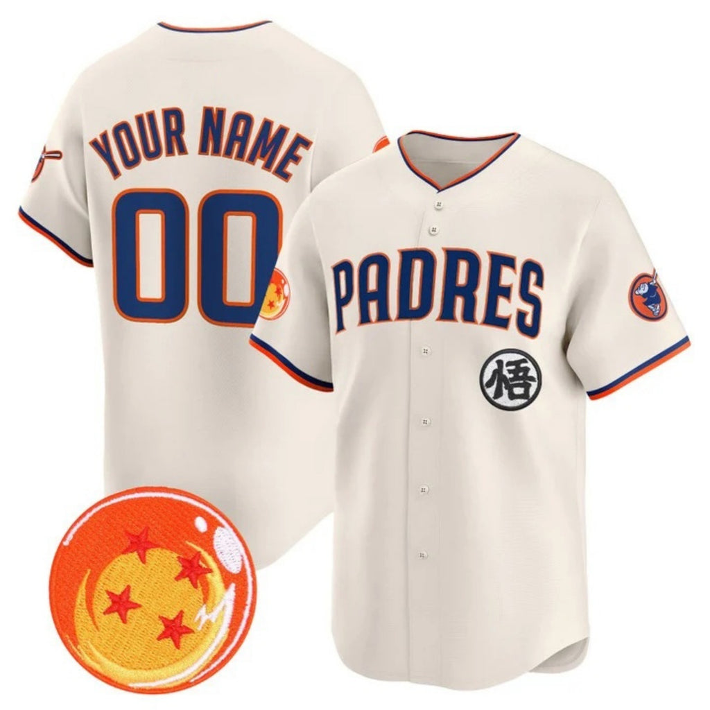 Custom San Diego Padres x Dragon Ball Cream MWATKINS Vapor Premier Limited Jersey - All Stitched