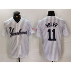 New York Yankees #11 Anthony Volpe White MWATKINS Pinstripe Fashion Cool Base Jersey 2